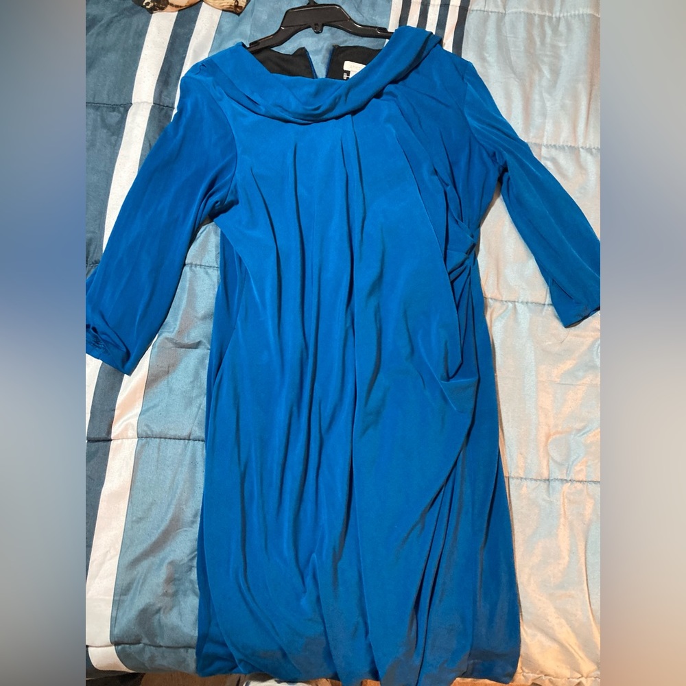 Chicos Dress blue Stretch 3/4 Sleeve Wrap long sleeve - Picture 9 of 12
